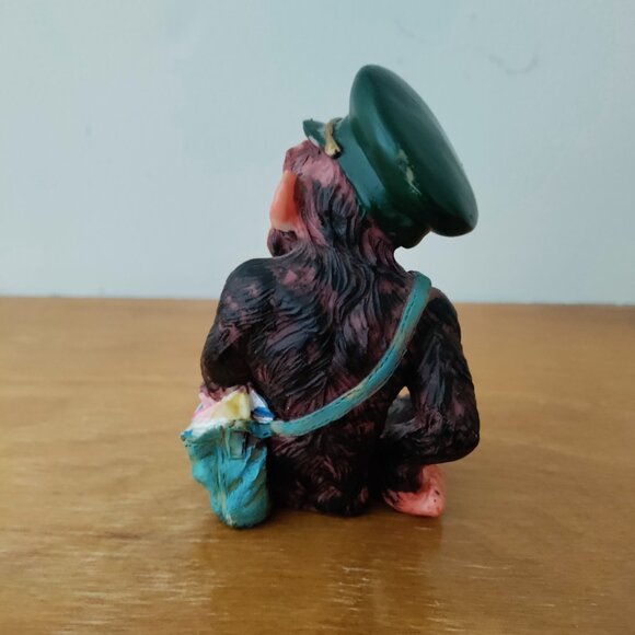 Chimpanzee Mailman Figurine Colorful VGUC ~4" Tall - See pics for sizing. - Picture 4 of 7